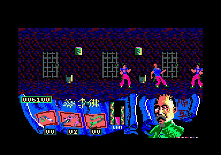 Choy Lee Fut Kung-Fu Warrior Amstrad CPC Screenshot: Oof, I'm hit...