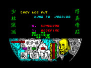 Choy Lee Fut Kung-Fu Warrior for ZX Spectrum - Title screen and main menu.