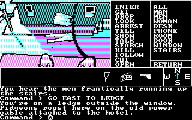 Borrowed Time IBM PC/Compatibles Screenshot: How will you escape the men chasing you??