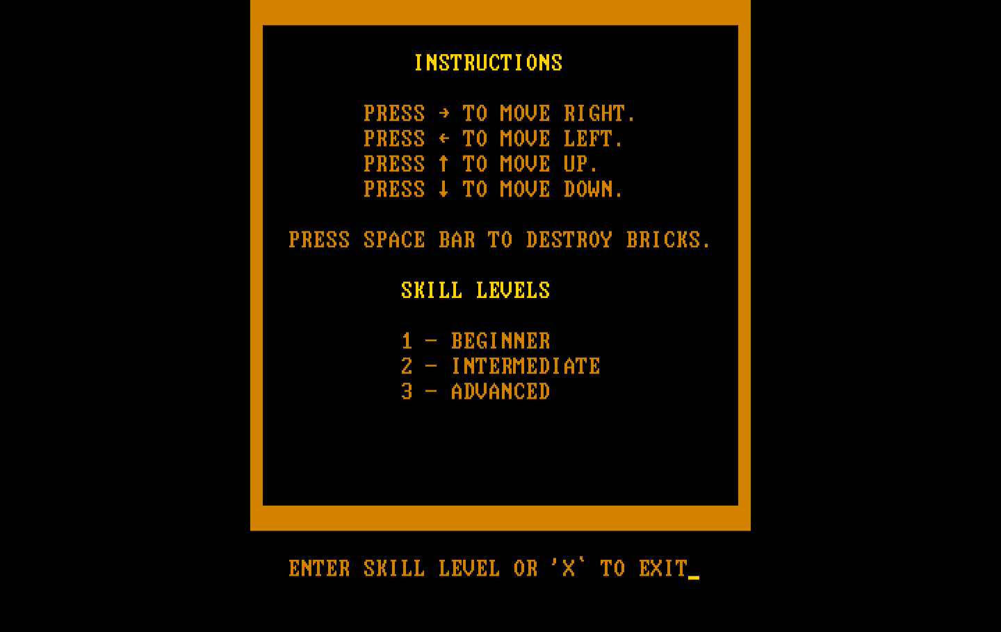 Ramsak IBM PC/Compatibles Screenshot: Game instructions.