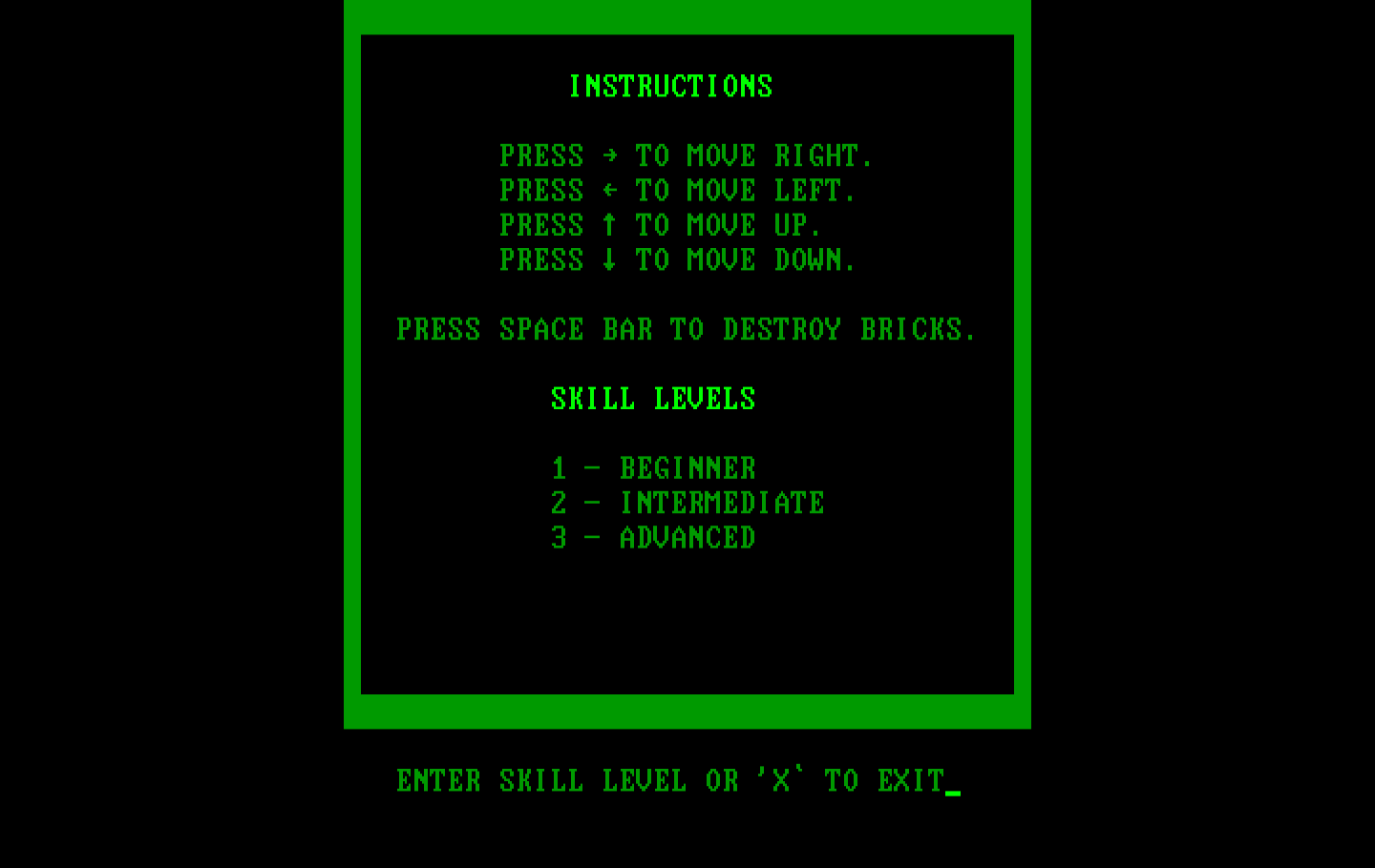 Ramsak IBM PC/Compatibles Screenshot: Game instructions.