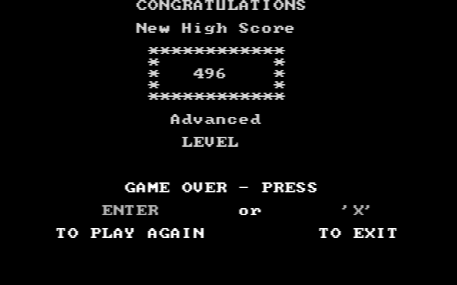 Ramsak IBM PC/Compatibles Screenshot: Game over screen.