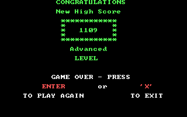 Ramsak IBM PC/Compatibles Screenshot: Game over; play again?