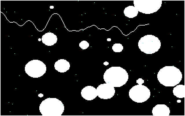 Asteroid Pilot IBM PC/Compatibles Screenshot: Almost completed an easier asteroid field...