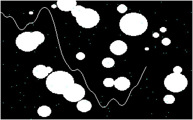 Asteroid Pilot IBM PC/Compatibles Screenshot: Some careful navigation...