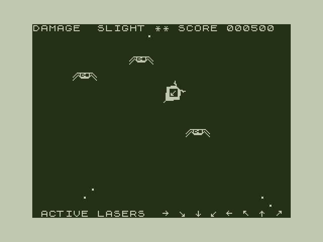 Space Mission Dragon 32/64 Screenshot: Enemy ships attack.