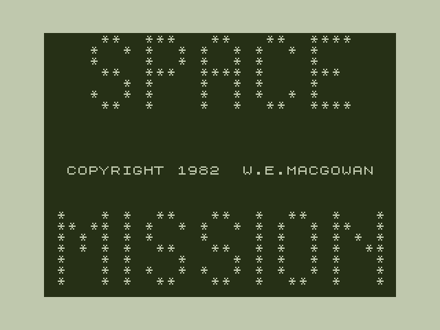Space Mission Dragon 32/64 Screenshot: Copyright information.