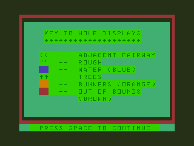Golf Dragon 32/64 Screenshot: Instructions continued.