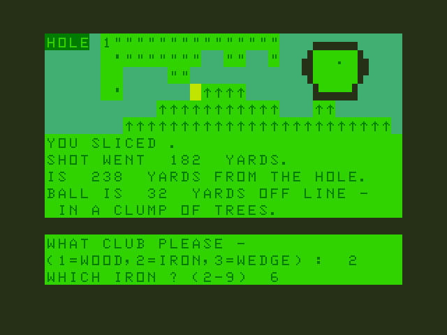 Golf Dragon 32/64 Screenshot: I sliced...now for my second shot.