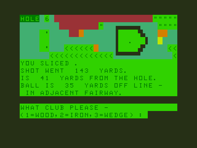 Golf Dragon 32/64 Screenshot: Hole 6; oops, I went past the green!