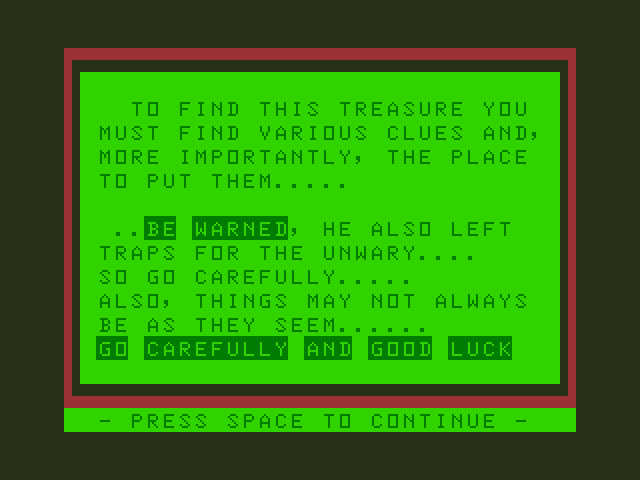 Chateau Dragon 32/64 Screenshot: Instructions continued.