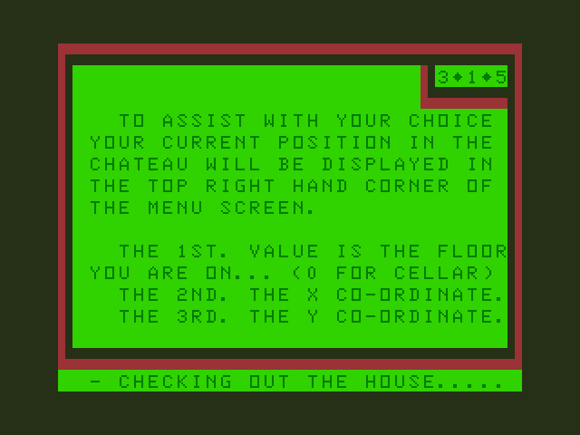 Chateau Dragon 32/64 Screenshot: Instructions continued.