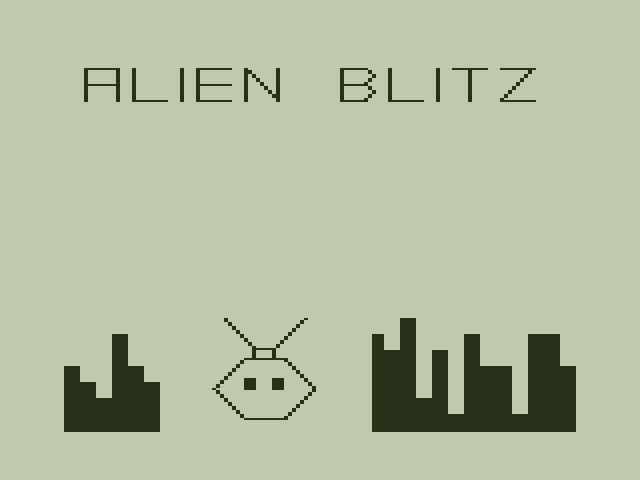 Alien Blitz Dragon 32/64 Screenshot: Title screen.