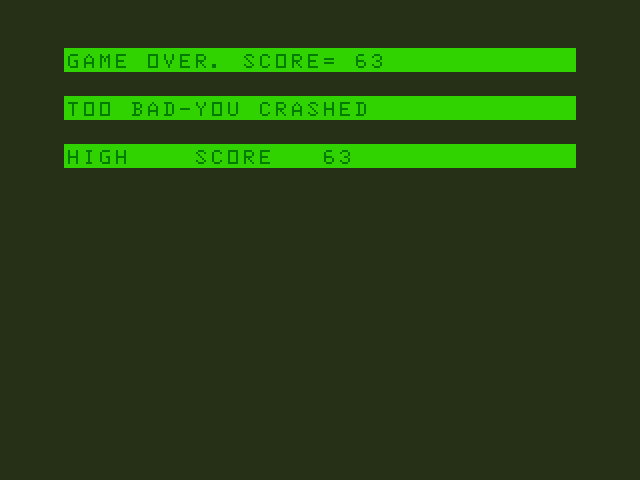 Alien Blitz Dragon 32/64 Screenshot: Game over.