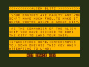 Alien Blitz for Dragon 32/64 - Game instructions.