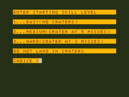 Alien Blitz for Dragon 32/64 - Select a starting skill level.