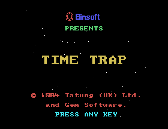 Time Trap Tatung Einstein Screenshot: Title screen.