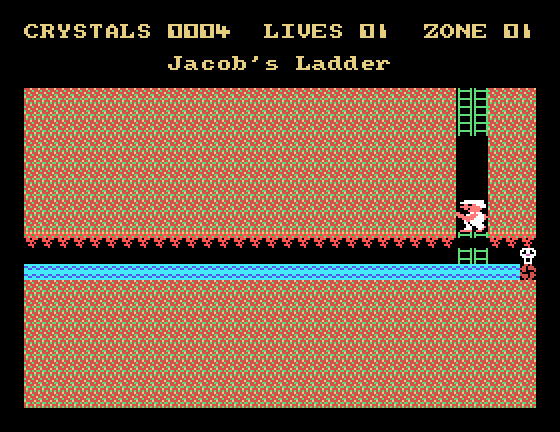Time Trap Tatung Einstein Screenshot: Falling down Jacob's Ladder.