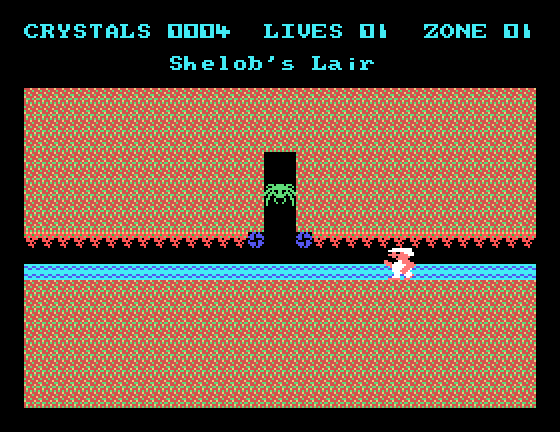 Time Trap Tatung Einstein Screenshot: Don't get caught by the spider!