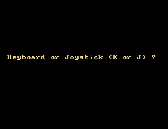 Time Trap Tatung Einstein Screenshot: Play with keyboard or joystick?