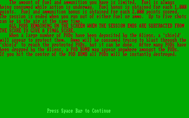 Podlaserium IBM PC/Compatibles Screenshot: Instructions continued...