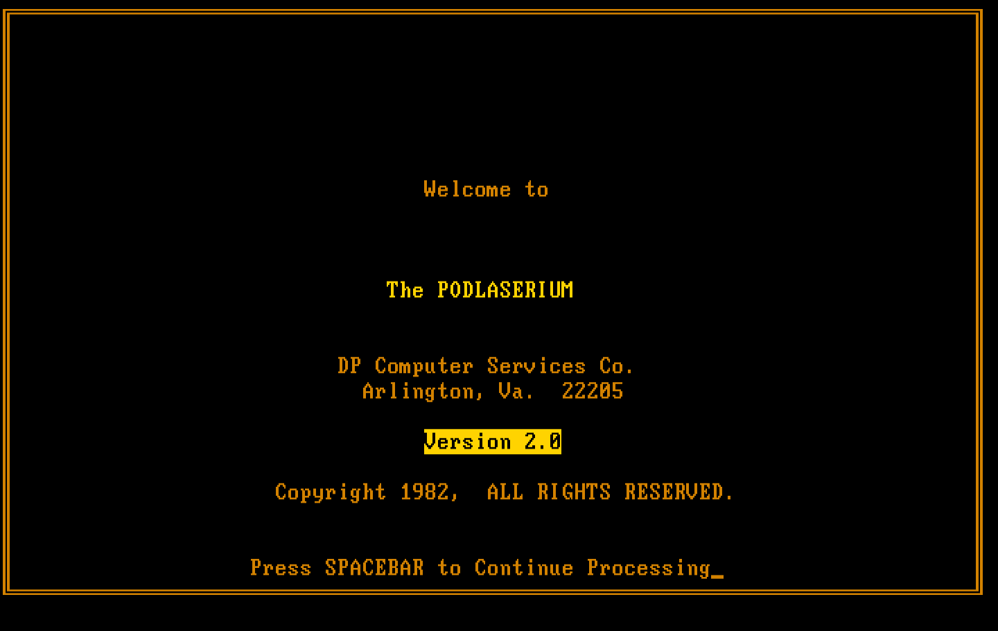 Podlaserium IBM PC/Compatibles Screenshot: Title screen.