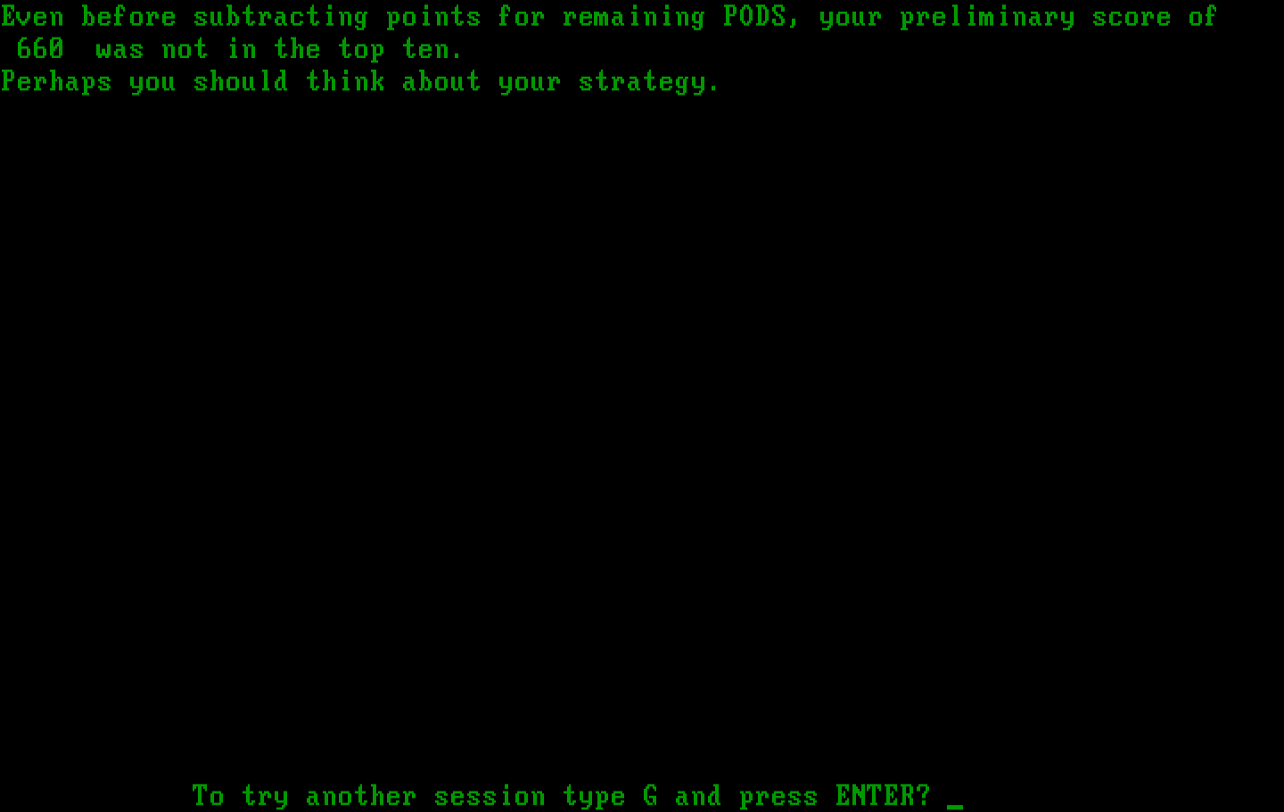 Podlaserium IBM PC/Compatibles Screenshot: Game over.