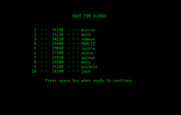 Podlaserium for IBM PC/Compatibles - The best ten scores.
