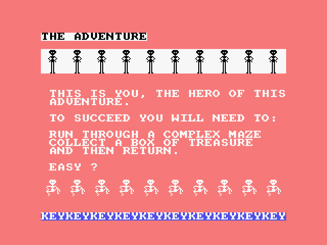 Maziacs MSX Screenshot: Game introduction.