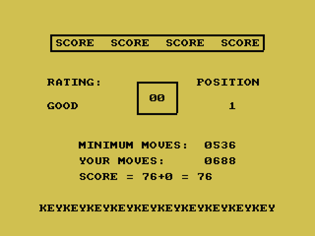 Maziacs MSX Screenshot: Here's my score.