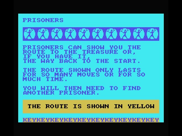 Maziacs MSX Screenshot: Instructions continued...