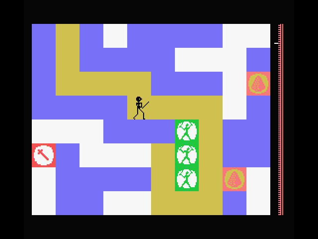 Maziacs MSX Screenshot: Talking to prisoners will show you the way through the maze.