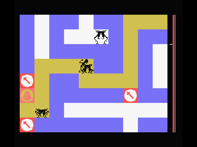 Maziacs MSX Screenshot: Fighting with a maziac.