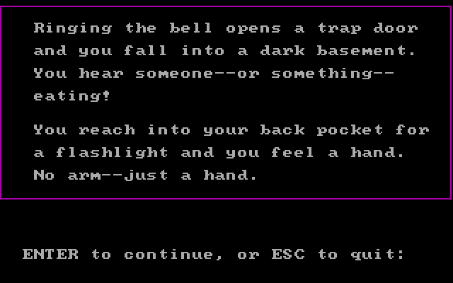 Tales of Mystery IBM PC/Compatibles Screenshot: I fell into a trap door...What should I do now?