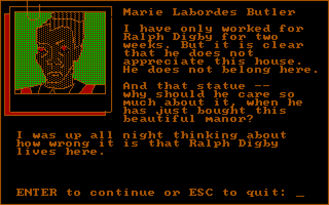 Tales of Mystery IBM PC/Compatibles Screenshot: Another suspect...