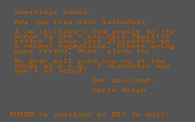 Tales of Mystery IBM PC/Compatibles Screenshot: A mysterious letter...