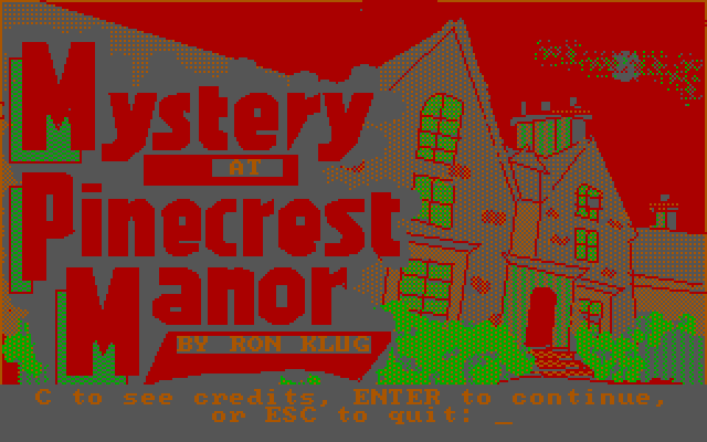 Tales of Mystery IBM PC/Compatibles Screenshot: Mystery at Pinecrest Manor title screen.
