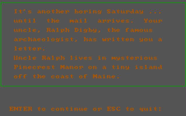 Tales of Mystery IBM PC/Compatibles Screenshot: Mystery introduction...