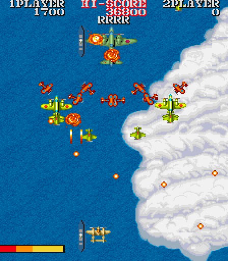 1943: The Battle of Midway Arcade Screenshot: A large enemy squadron attacks!
