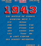 1943: The Battle of Midway for Arcade - High scores.