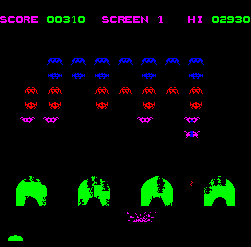 Lynx Invaders Camputers Lynx Screenshot: I've been hit!