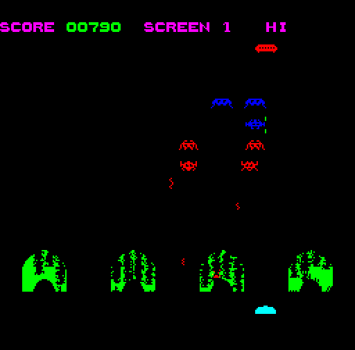 Lynx Invaders Camputers Lynx Screenshot: The number of invaders dwindles...