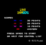 Lynx Invaders for Camputers Lynx - Title screen.