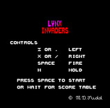 Lynx Invaders for Camputers Lynx - Game controls.