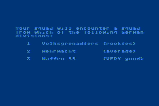 Computer Ambush Atari 8-bit Screenshot: I will encounter a squad...but from where?...