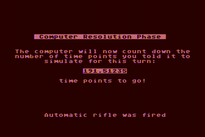 Computer Ambush Atari 8-bit Screenshot:  Computer resolution phase.