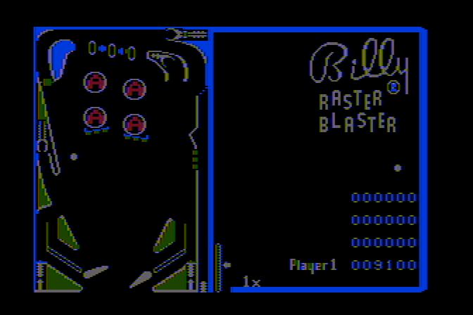 Raster Blaster Atari 8-bit Screenshot: Game in progress.