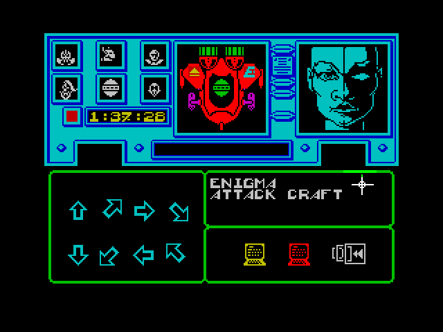 Shadowfire ZX Spectrum Screenshot: Movement screen.