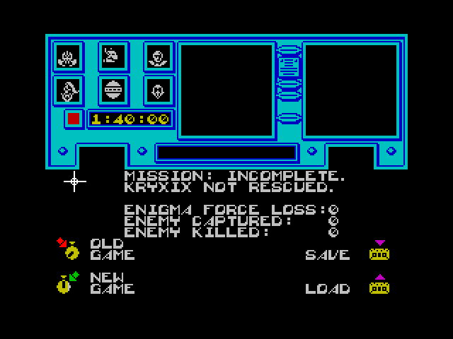 Shadowfire ZX Spectrum Screenshot: Start a new game?
