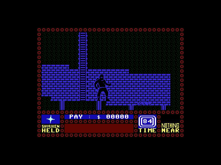 Saboteur Commodore 16 & Plus/4 Screenshot: At the bottom of a ladder.